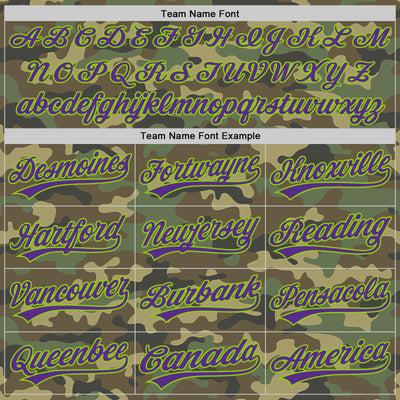 Custom Camo Purple-Neon Green Salute To Service Two-Button Unisex Softball Jersey