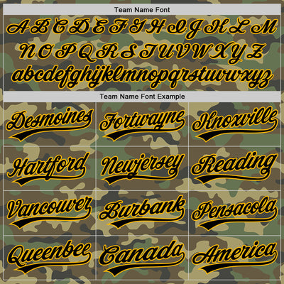 Custom Camo Black-Gold Salute To Service Two-Button Unisex Softball Jersey