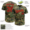 Custom Camo Red Old Gold-Navy Salute To Service Two-Button Unisex Softball Jersey