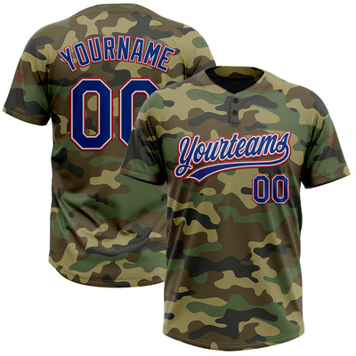 Custom Camo Royal-Red Salute To Service Two-Button Unisex Softball Jersey