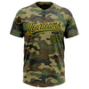 Custom Camo Green-Gold Salute To Service Two-Button Unisex Softball Jersey