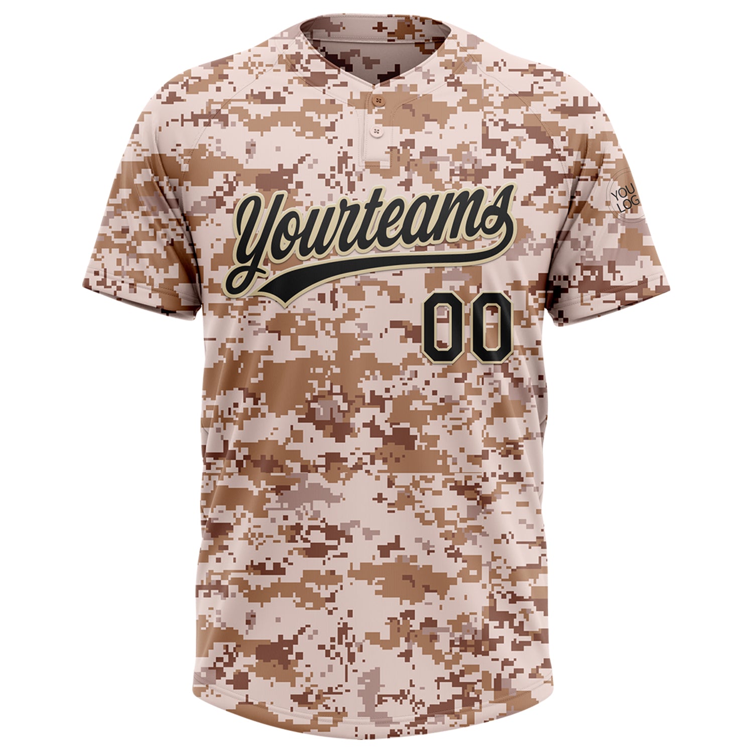 Custom Camo Black-Cream Salute To Service Two-Button Unisex Softball Jersey