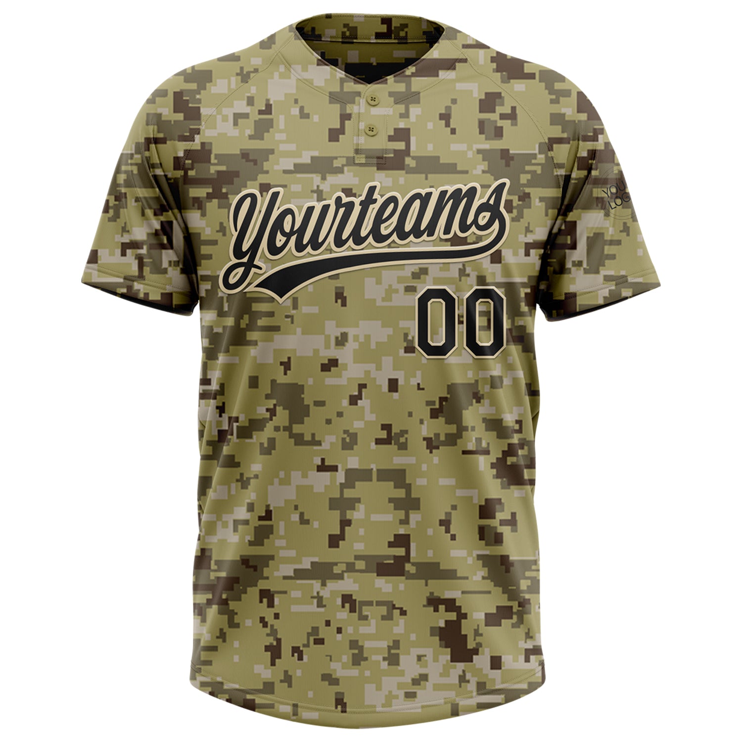 Custom Camo Black-Cream Salute To Service Two-Button Unisex Softball Jersey