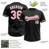 Custom Black Medium Pink-White Two-Button Unisex Softball Jersey