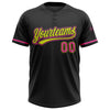 Custom Black Pink-Neon Yellow Two-Button Unisex Softball Jersey