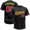 Custom Black Pink-Neon Yellow Two-Button Unisex Softball Jersey