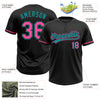 Custom Black Pink-Teal Two-Button Unisex Softball Jersey