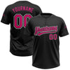 Custom Black Hot Pink-White Two-Button Unisex Softball Jersey