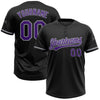 Custom Black Purple-Gray Two-Button Unisex Softball Jersey