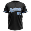 Custom Black Light Blue-White Two-Button Unisex Softball Jersey