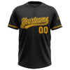 Custom Black Gold Two-Button Unisex Softball Jersey