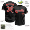 Custom Black Red-White Two-Button Unisex Softball Jersey