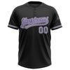 Custom Black Gray-Purple Two-Button Unisex Softball Jersey