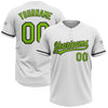 Custom White Neon Green-Black Two-Button Unisex Softball Jersey