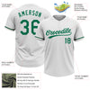 Custom White Kelly Green Two-Button Unisex Softball Jersey