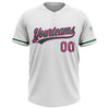 Custom White Pink-Kelly Green Two-Button Unisex Softball Jersey