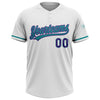 Custom White Purple-Teal Two-Button Unisex Softball Jersey