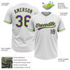 Custom White Purple-Neon Green Two-Button Unisex Softball Jersey