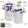 Custom White Purple-Black Two-Button Unisex Softball Jersey