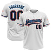 Custom White Black Electric Blue-Orange Two-Button Unisex Softball Jersey