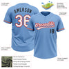 Custom Light Blue Red-Black Two-Button Unisex Softball Jersey