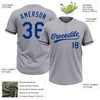 Custom Gray Royal Two-Button Unisex Softball Jersey