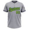 Custom Gray Neon Green-Navy Two-Button Unisex Softball Jersey