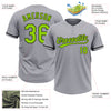 Custom Gray Neon Green-Black Two-Button Unisex Softball Jersey