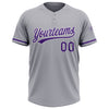 Custom Gray Purple-White Two-Button Unisex Softball Jersey