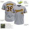 Custom Gray Brown-Yellow Two-Button Unisex Softball Jersey