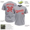 Custom Gray Red-White Two-Button Unisex Softball Jersey