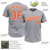 Custom Gray Orange-White Two-Button Unisex Softball Jersey