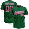 Custom Kelly Green Pink-White Two-Button Unisex Softball Jersey