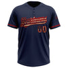 Custom Navy Vintage USA Flag-Red Two-Button Unisex Softball Jersey