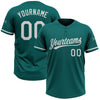 Custom Teal White Two-Button Unisex Softball Jersey