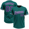 Custom Teal Purple-White Two-Button Unisex Softball Jersey