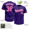 Custom Purple Pink-White Two-Button Unisex Softball Jersey