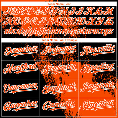 Custom Orange Black-White 3D Pattern Abstract Brush Stroke Two-Button Unisex Softball Jersey