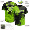 Custom Neon Green Black-White 3D Pattern Abstract Brush Stroke Two-Button Unisex Softball Jersey