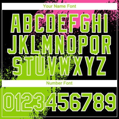 Custom Black Neon Green-Pink 3D Pattern Abstract Brush Stroke Two-Button Unisex Softball Jersey