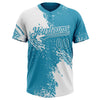 Custom White Panther Blue 3D Pattern Abstract Brush Stroke Two-Button Unisex Softball Jersey