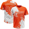 Custom White Orange 3D Pattern Abstract Brush Stroke Two-Button Unisex Softball Jersey