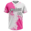 Custom Pink White-Black 3D Pattern Abstract Brush Stroke Two-Button Unisex Softball Jersey