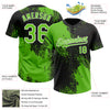 Custom Black Aurora Green-White 3D Pattern Abstract Brush Stroke Two-Button Unisex Softball Jersey