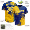 Custom Yellow Royal-White 3D Pattern Abstract Brush Stroke Two-Button Unisex Softball Jersey