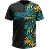 Custom Black Lakes Blue 3D Pattern Hawaii Tropical Palm Leaves Two-Button Unisex Softball Jersey