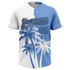 Custom White Light Blue-Black 3D Pattern Hawaii Coconut Trees Two-Button Unisex Softball Jersey