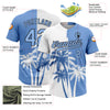 Custom White Light Blue-Black 3D Pattern Hawaii Coconut Trees Two-Button Unisex Softball Jersey