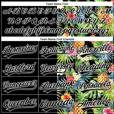 Custom Black White 3D Pattern Hawaii Tropical Pineapples