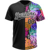 Custom Black White 3D Pattern Hawaii Tropical Palm Trees Two-Button Unisex Softball Jersey